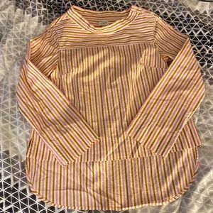 J Crew Top Pink Brown Stripe Long Sleeve Shirt